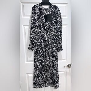 The Kooples $425 NWT Animal Print Black and White Viscose Dress Size FR 2/US M